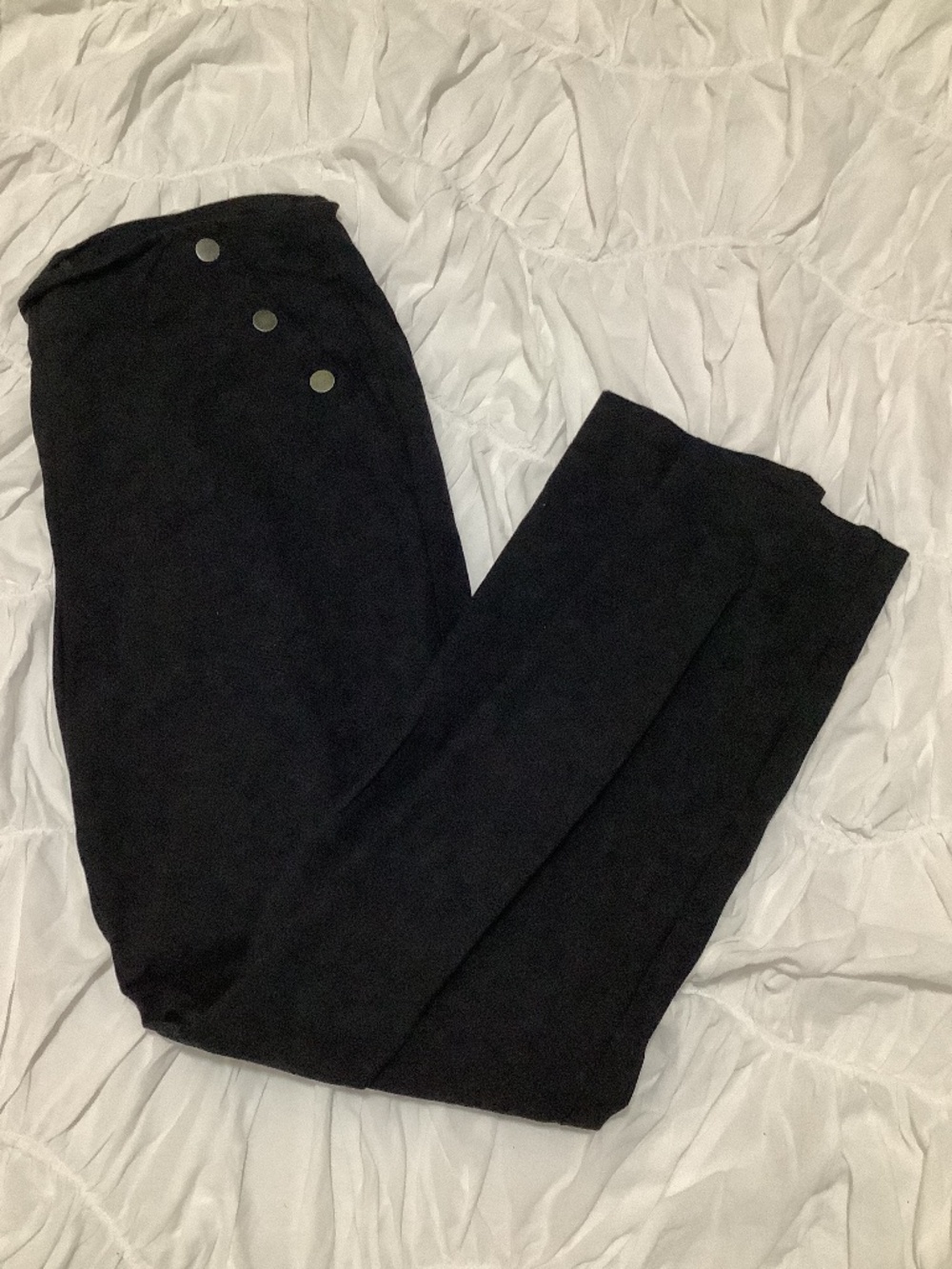 Black Leggings with Gold Button Detail